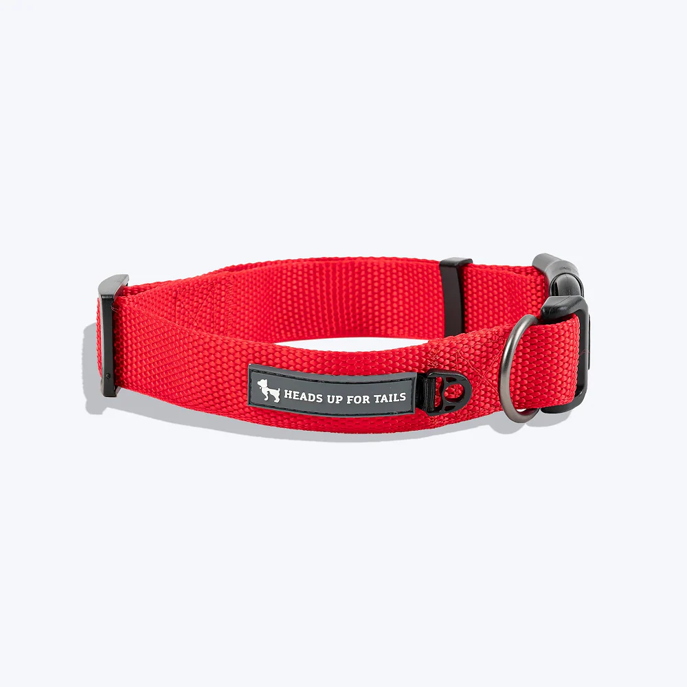 HUFT Basics Adjustable Nylon D Ring Collar for Dogs (Crimson Red) - Image 3