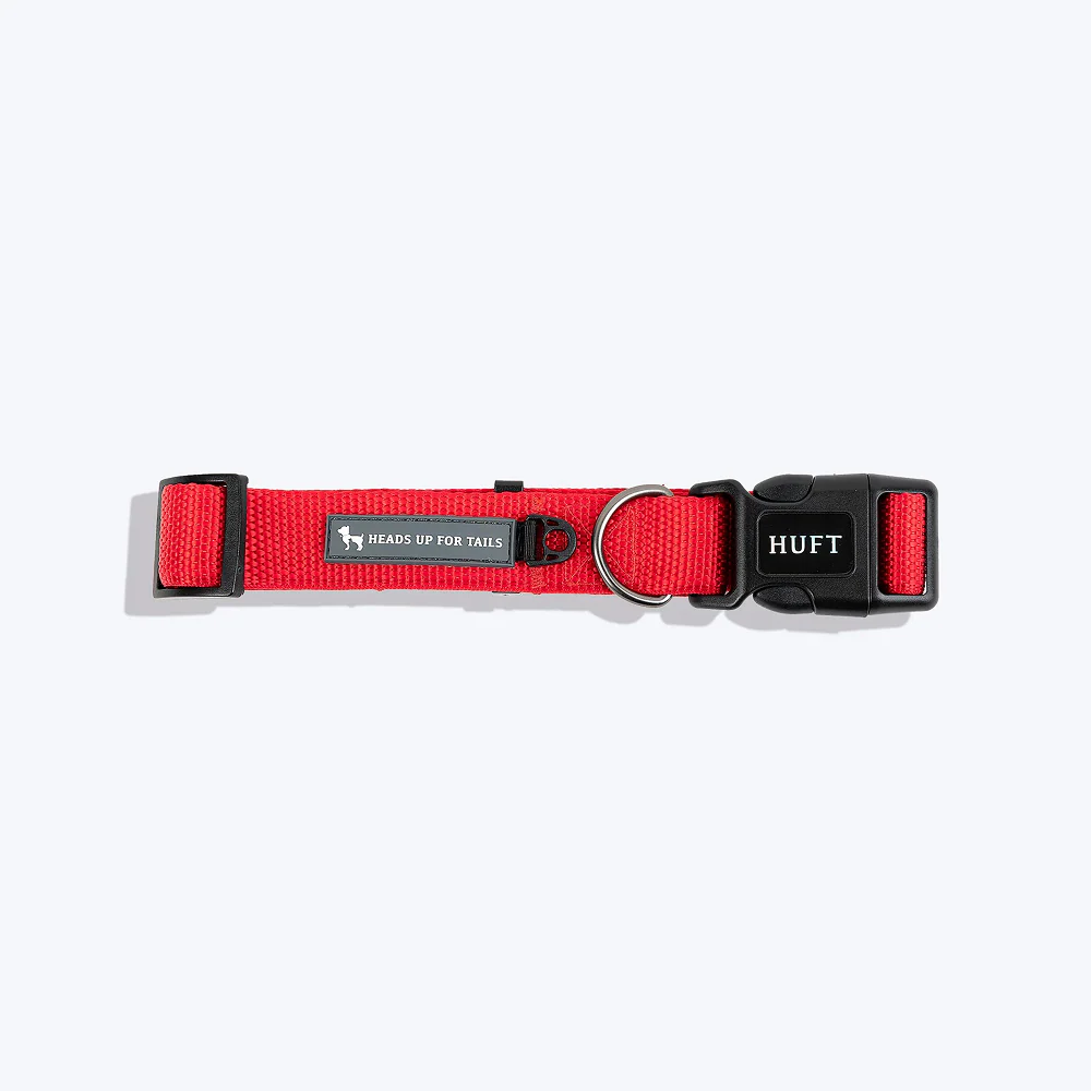 HUFT Basics Adjustable Nylon D Ring Collar for Dogs (Crimson Red) - Image 4