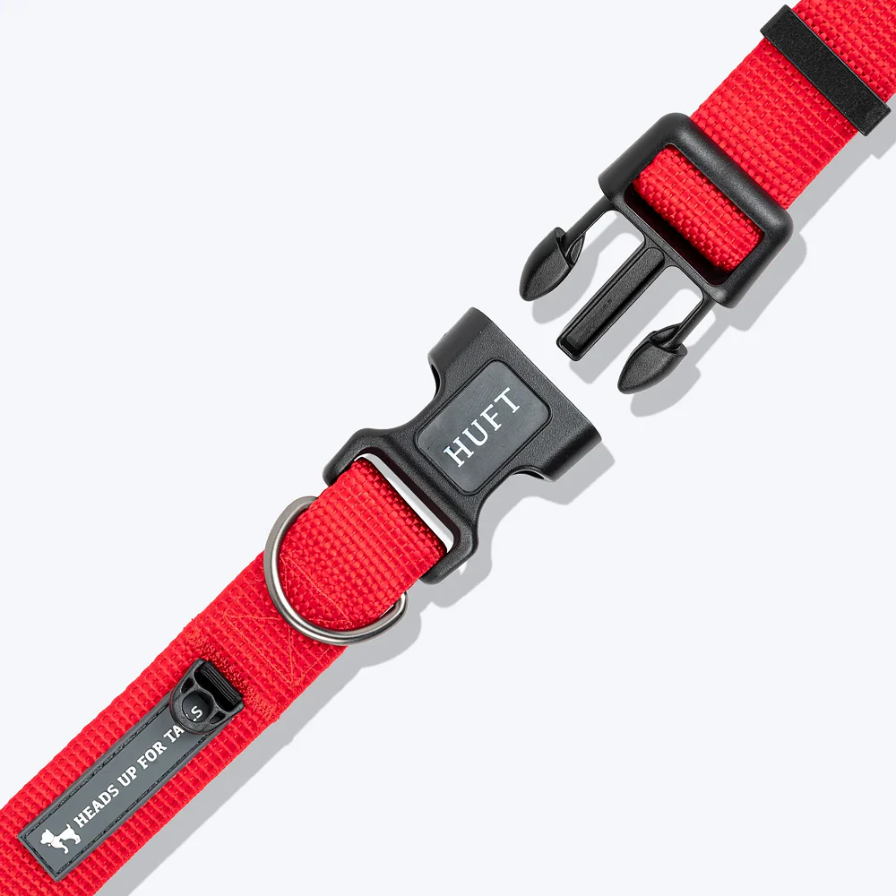 HUFT Basics Adjustable Nylon D Ring Collar for Dogs (Crimson Red) - Image 5