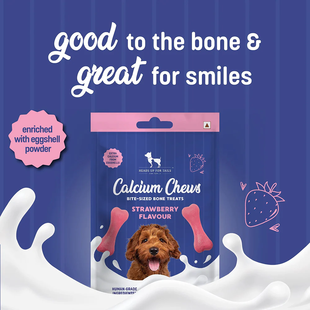 HUFT Gluten Free Bite Sized Calcium Strawberry Bone Chew Dog Treats - Image 3