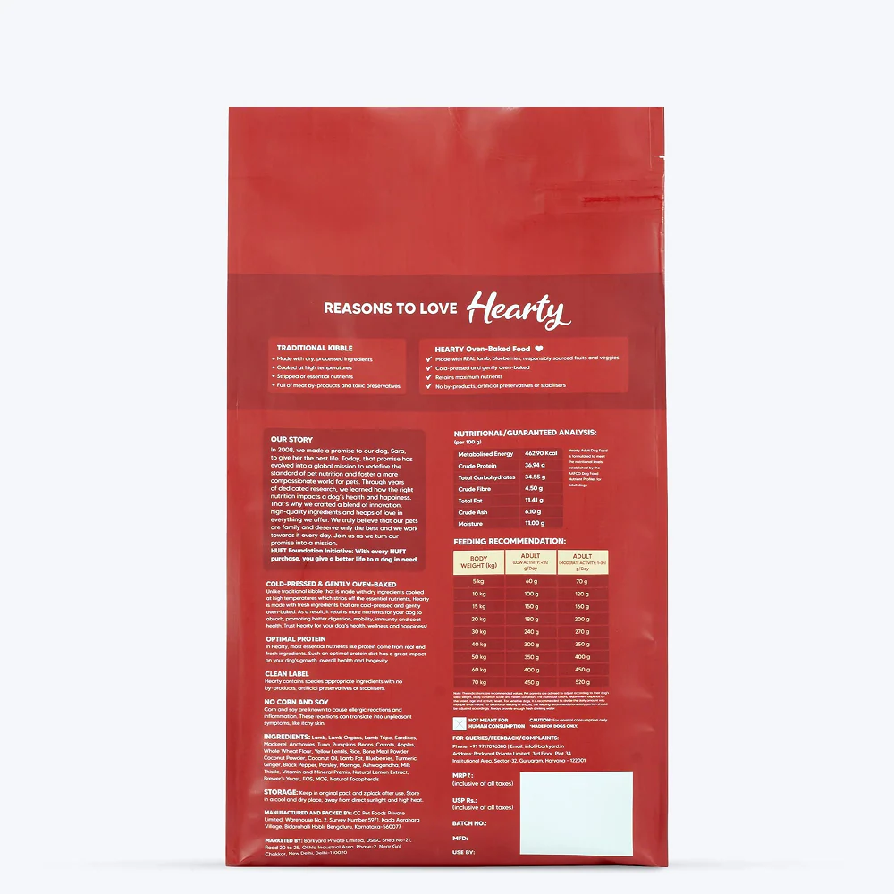 HUFT Hearty Oven Baked Lamb & Blueberry with Superfood Adult Dog Dry Food - Image 10