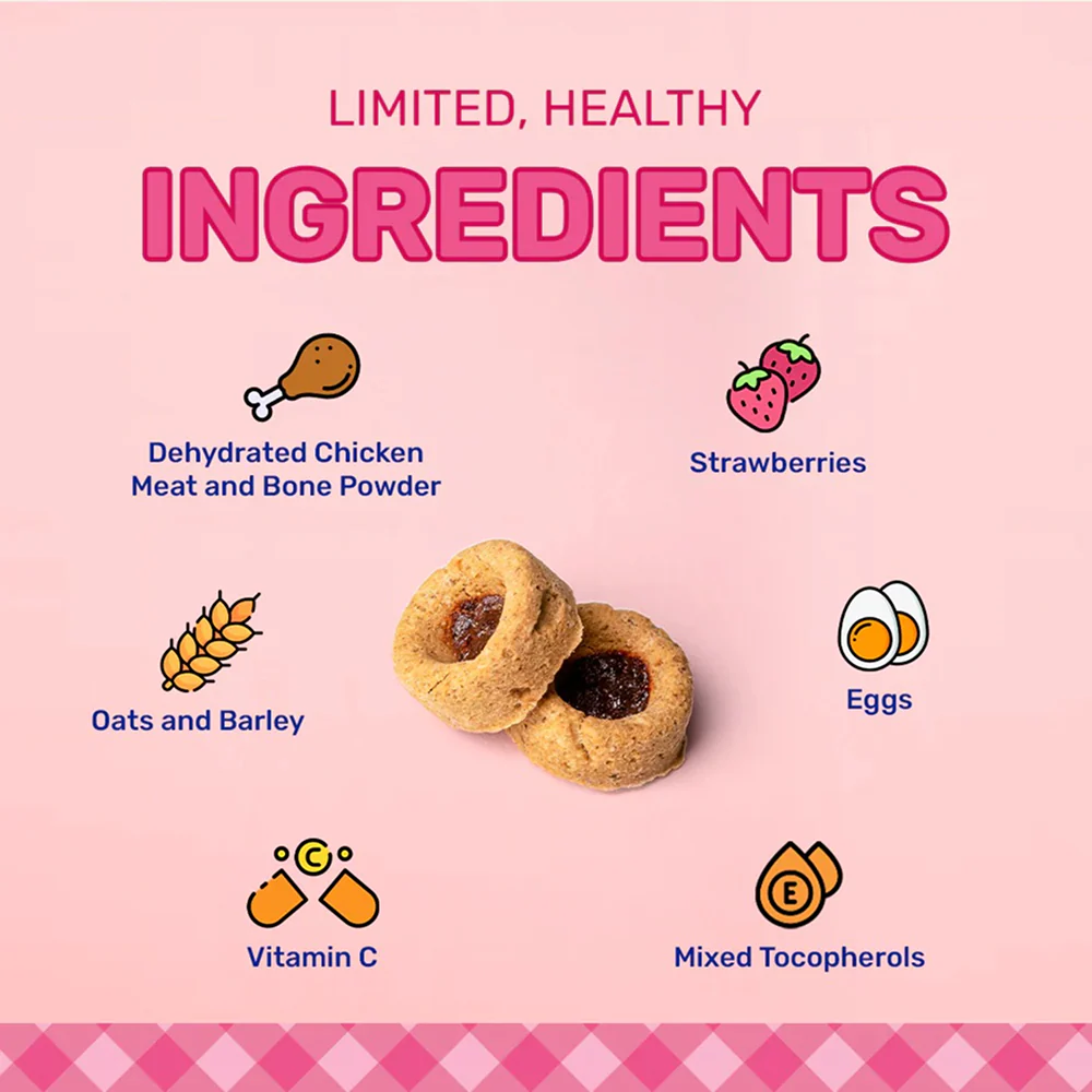 HUFT Jammies with Real Chicken Filled with Strawberry Jam Dog Treats - Image 3