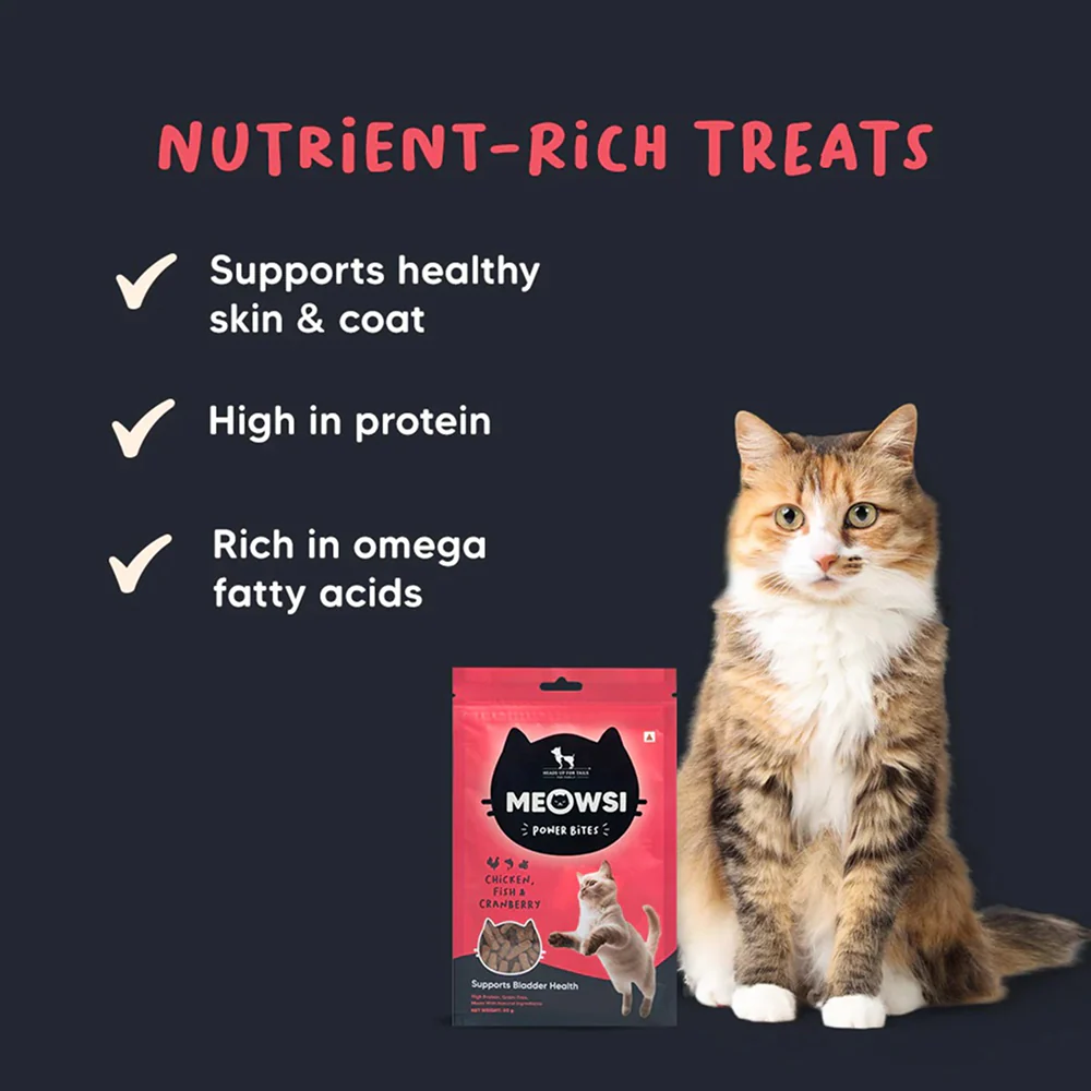 HUFT Meowsi Grain Free Chicken, Fish & Cranberry Power Bites Cat Treats - Image 4