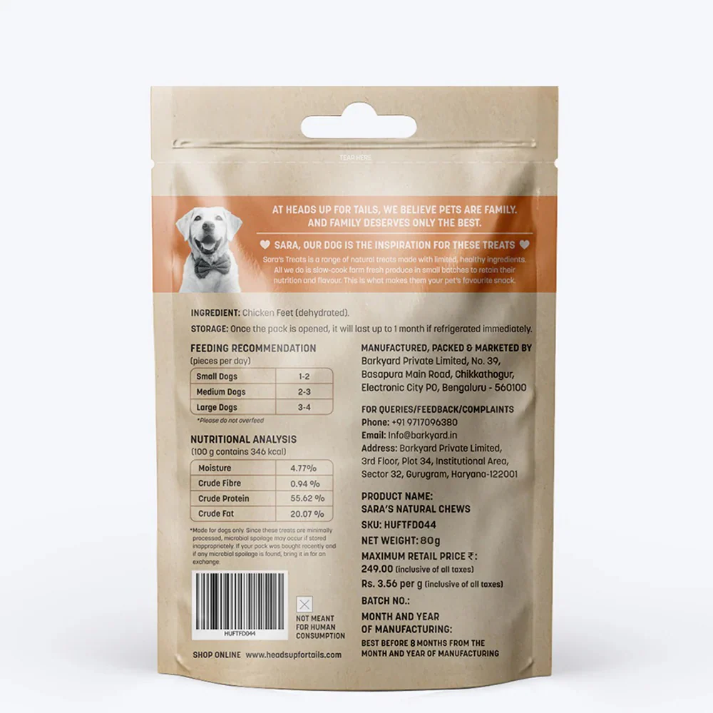 HUFT Sara's Dehydrated Chicken Feet Jerky Dog Treats - Image 3