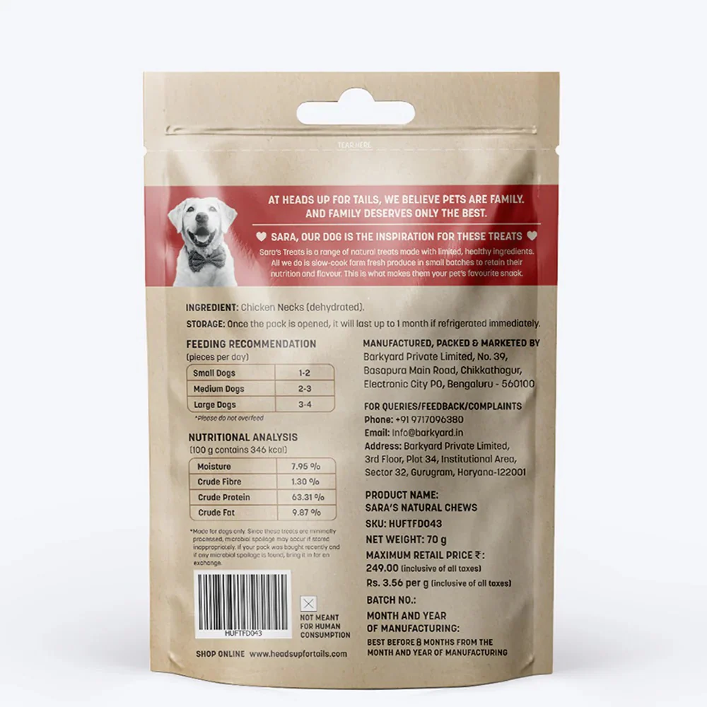 HUFT Sara's Dehydrated Chicken Neck Jerky Dog Treats - Image 4