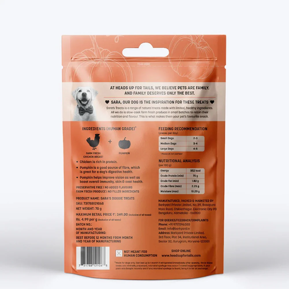 HUFT Sara's Doggie Chicken Jerky with Pumpkin Dog Treat - Image 2