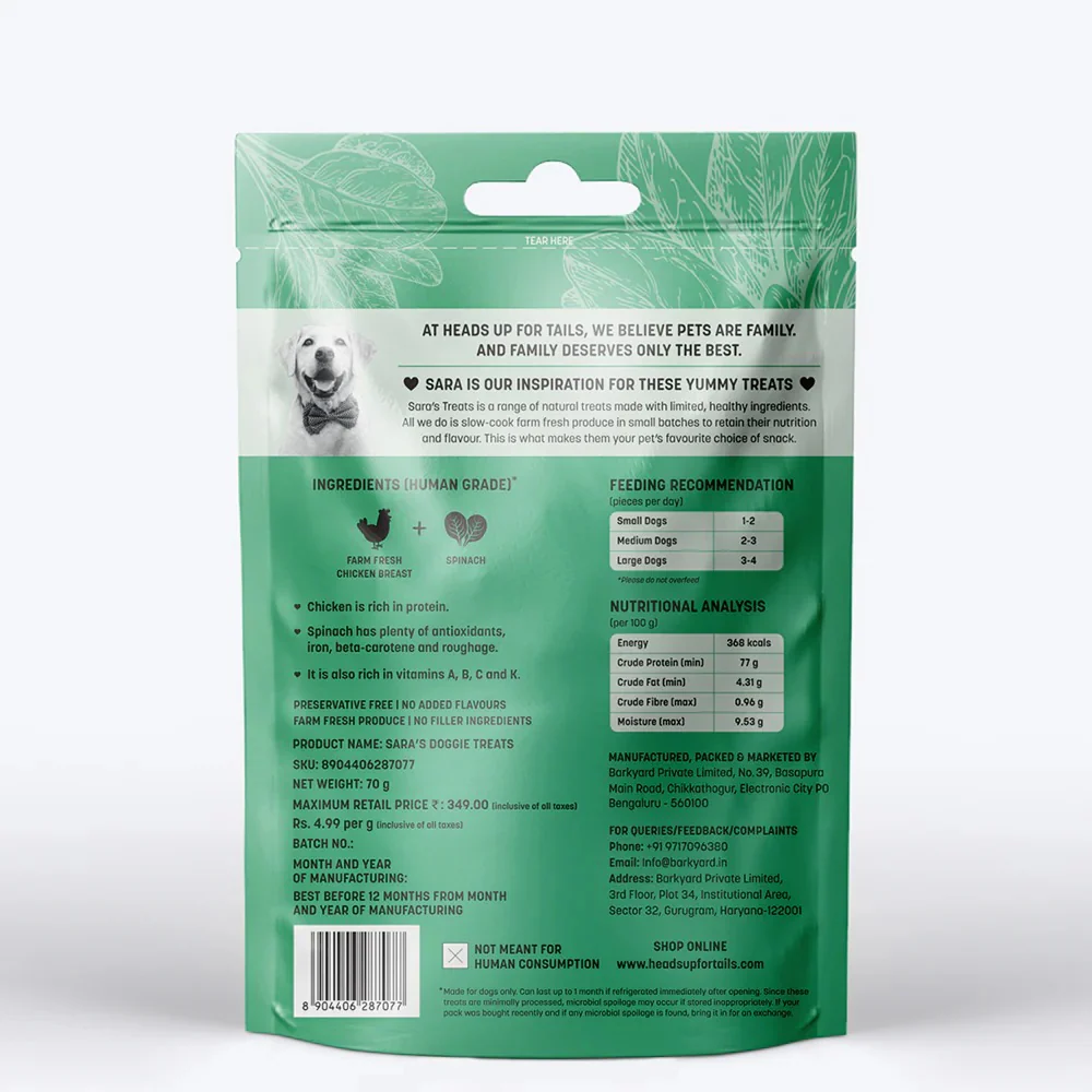 HUFT Sara's Doggie Grain Free Chicken with Spinach Jerky Dog Treats - Image 4