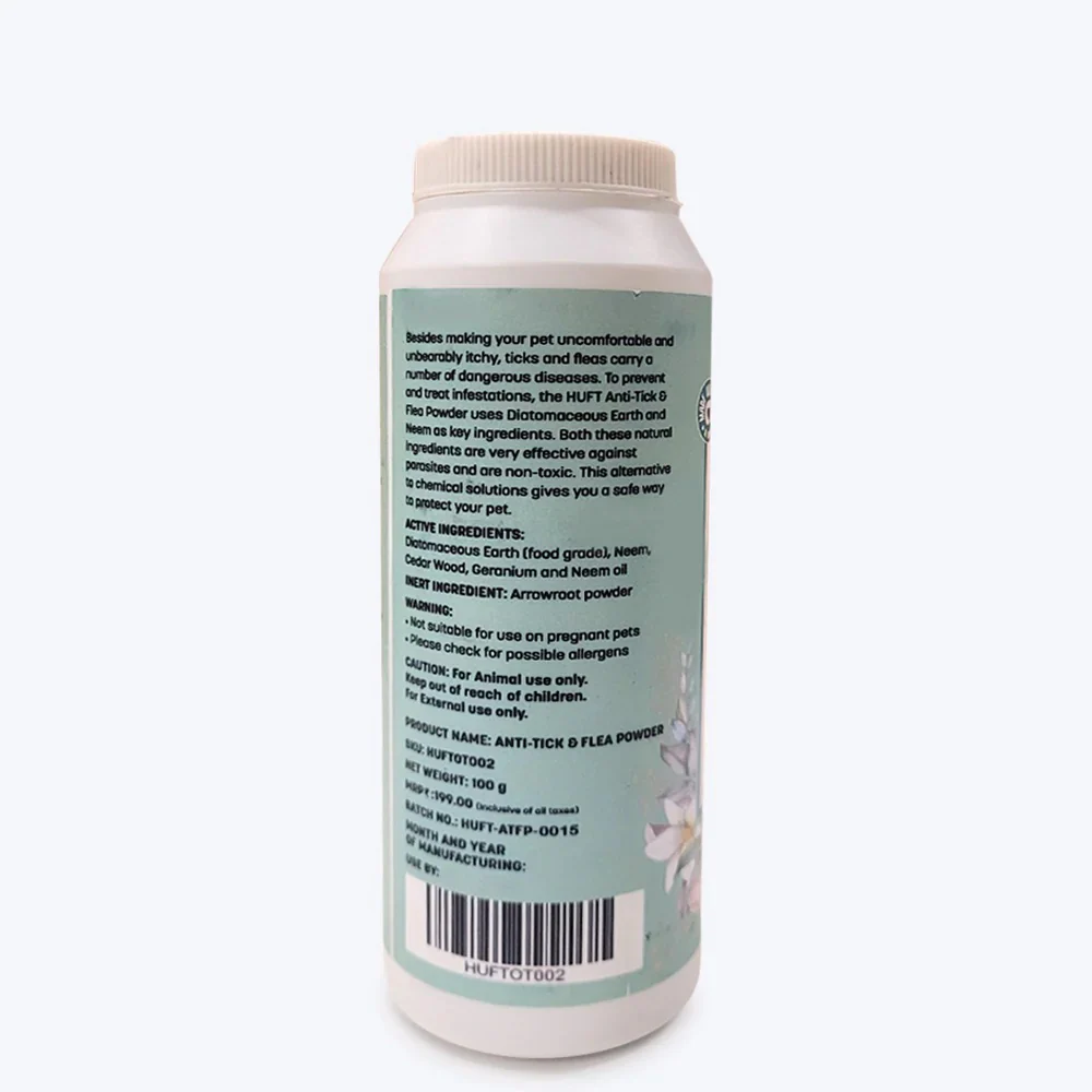 HUFT Sara's Natural Anti Flea & Tick Powder for Dogs and Cats - Image 2
