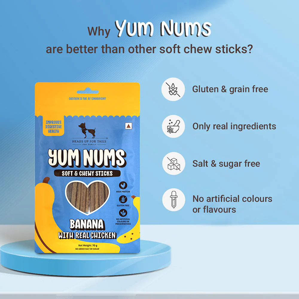 HUFT Yum Nums Banana with Real Chicken Soft & Chewy Sticks Dog Treats - Image 2