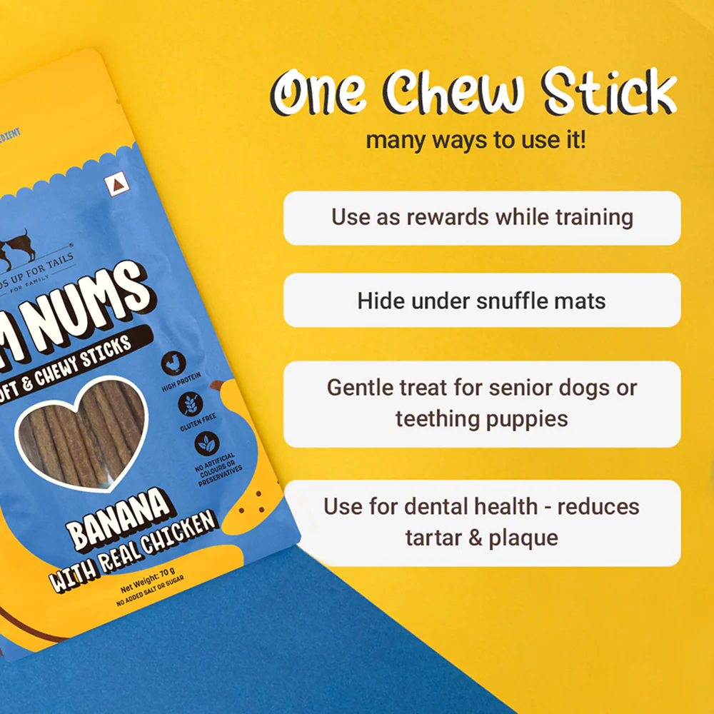 HUFT Yum Nums Banana with Real Chicken Soft & Chewy Sticks Dog Treats - Image 3