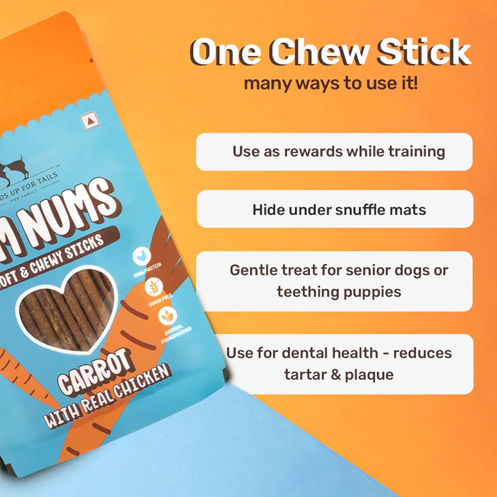 HUFT Yum Nums Grain Free Carrot with Real Chicken Soft & Chewy Sticks Dog Treats - Image 3