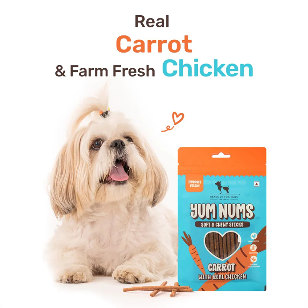 HUFT Yum Nums Grain Free Carrot with Real Chicken Soft & Chewy Sticks Dog Treats - Image 4