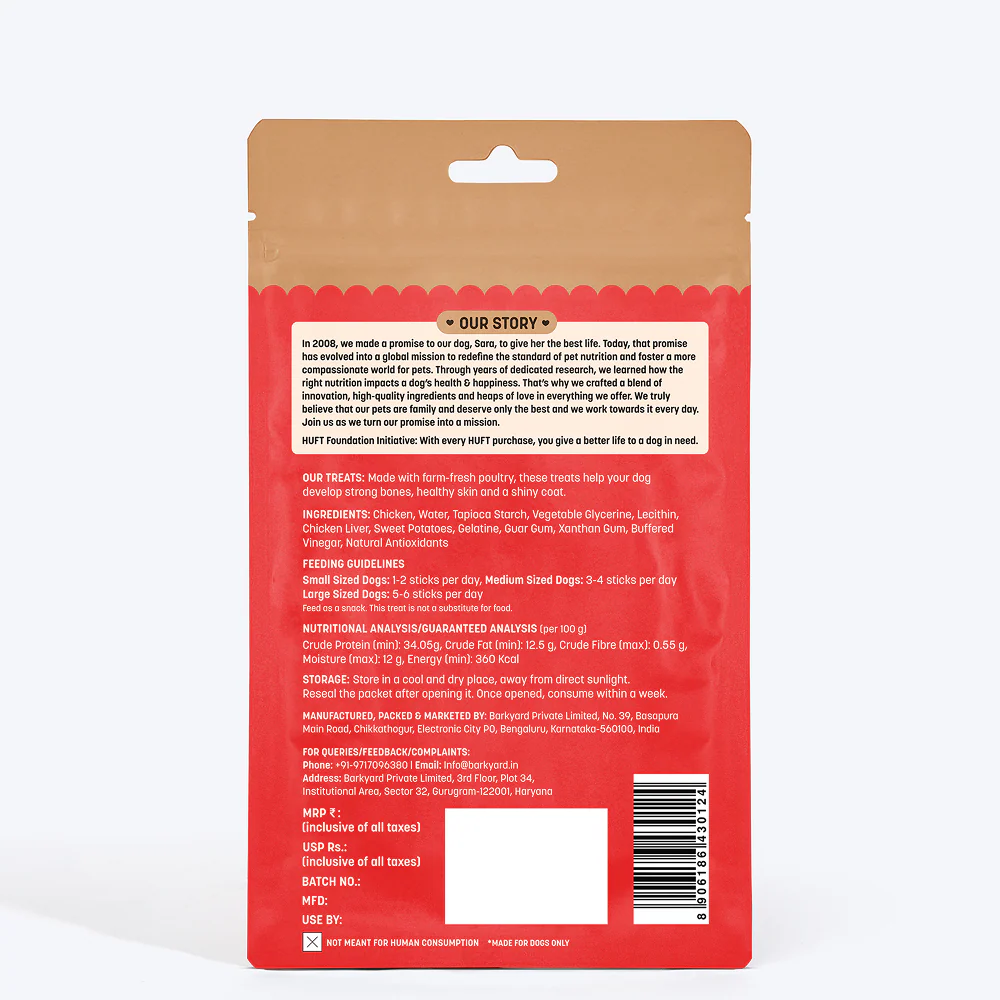 HUFT Yum Nums Real Chicken Soft & Chewy Sticks Dog Treats - Image 8