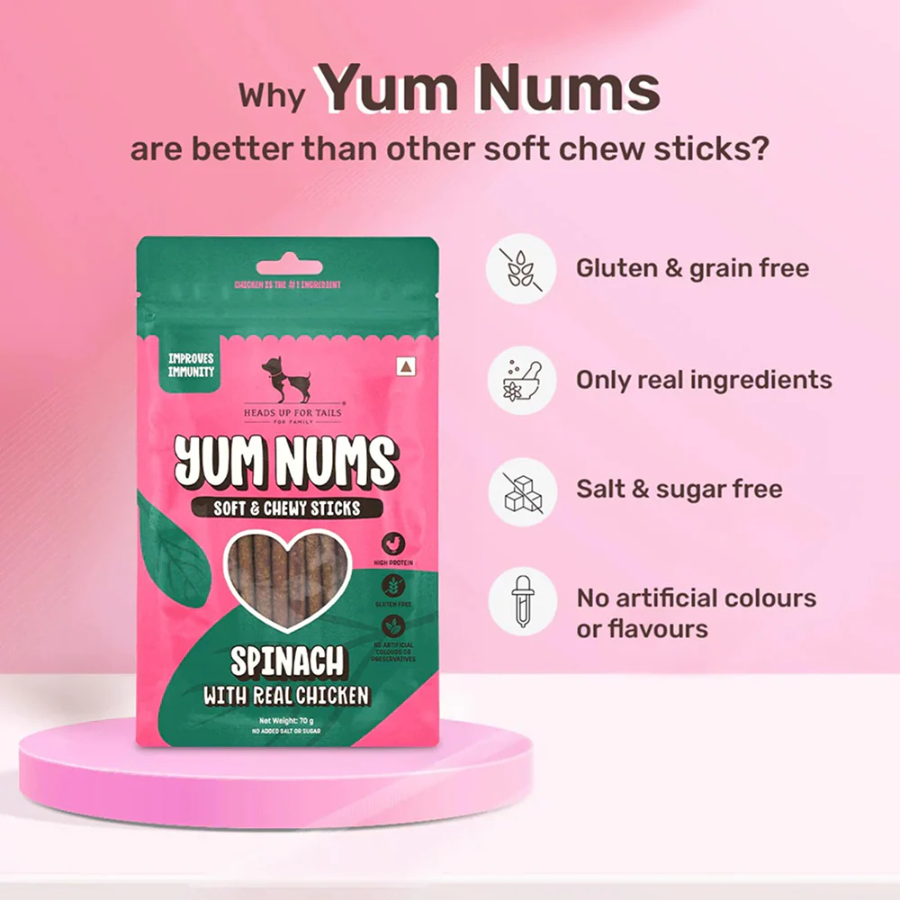 HUFT Yum Nums Soft and Chewy Spinach with Real Chicken Grain Free Stick Treats for Dogs - Image 2