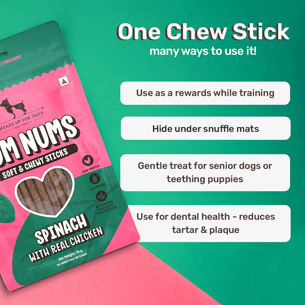 HUFT Yum Nums Soft and Chewy Spinach with Real Chicken Grain Free Stick Treats for Dogs - Image 3