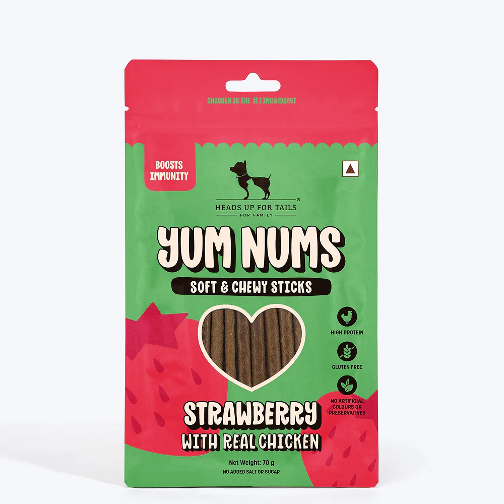 HUFT Yum Nums Soft and Chewy Strawberry with Real Chicken Grain Free Sticks Treats for Dogs - Image 7