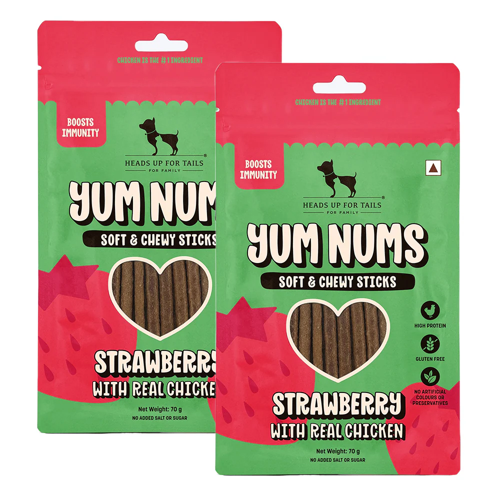 HUFT Yum Nums Soft and Chewy Strawberry with Real Chicken Grain Free Sticks Treats for Dogs - Image 8