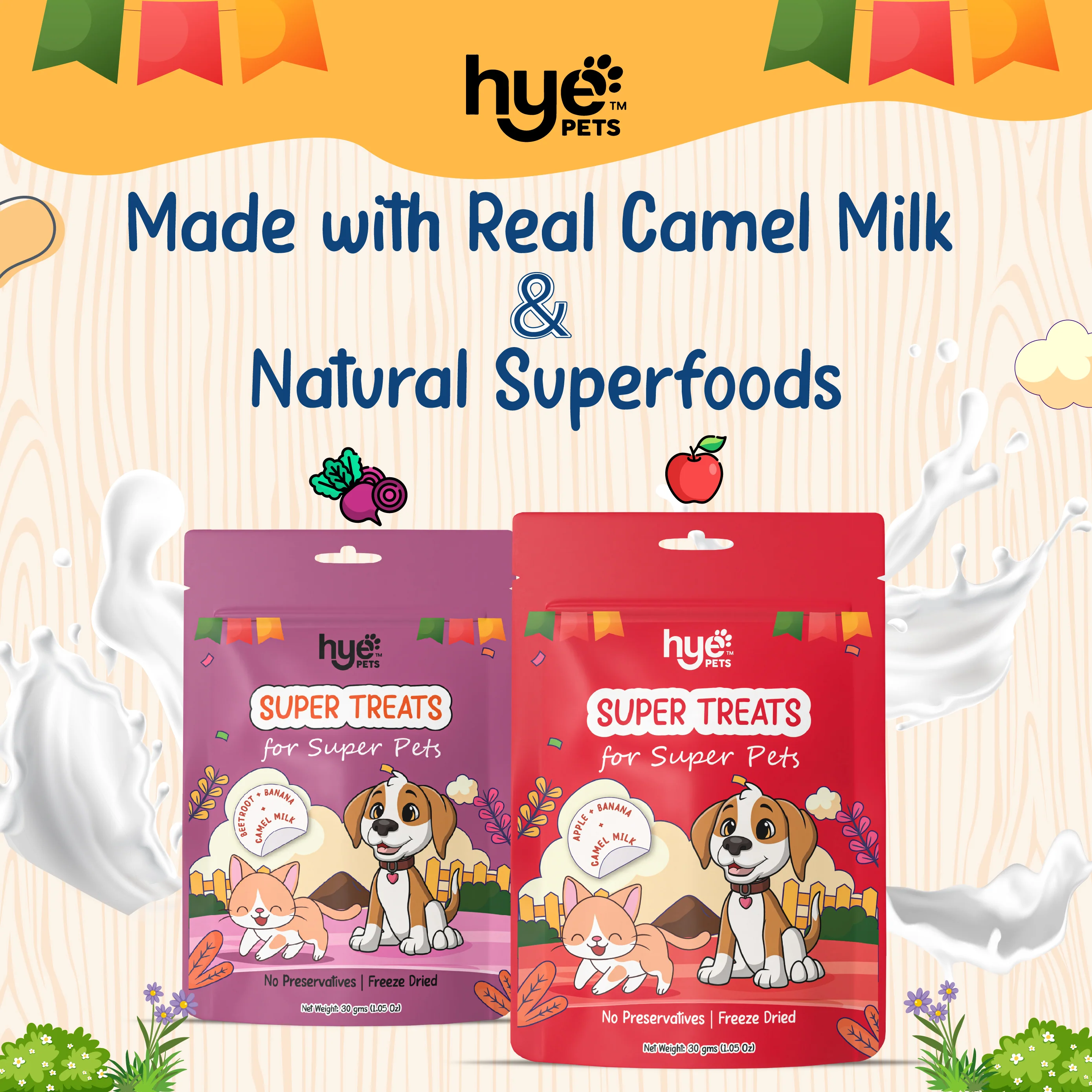 HYE Pets Freeze Dried Treats with Camel Milk, Apple and Banana for Dogs and Cats - Image 3