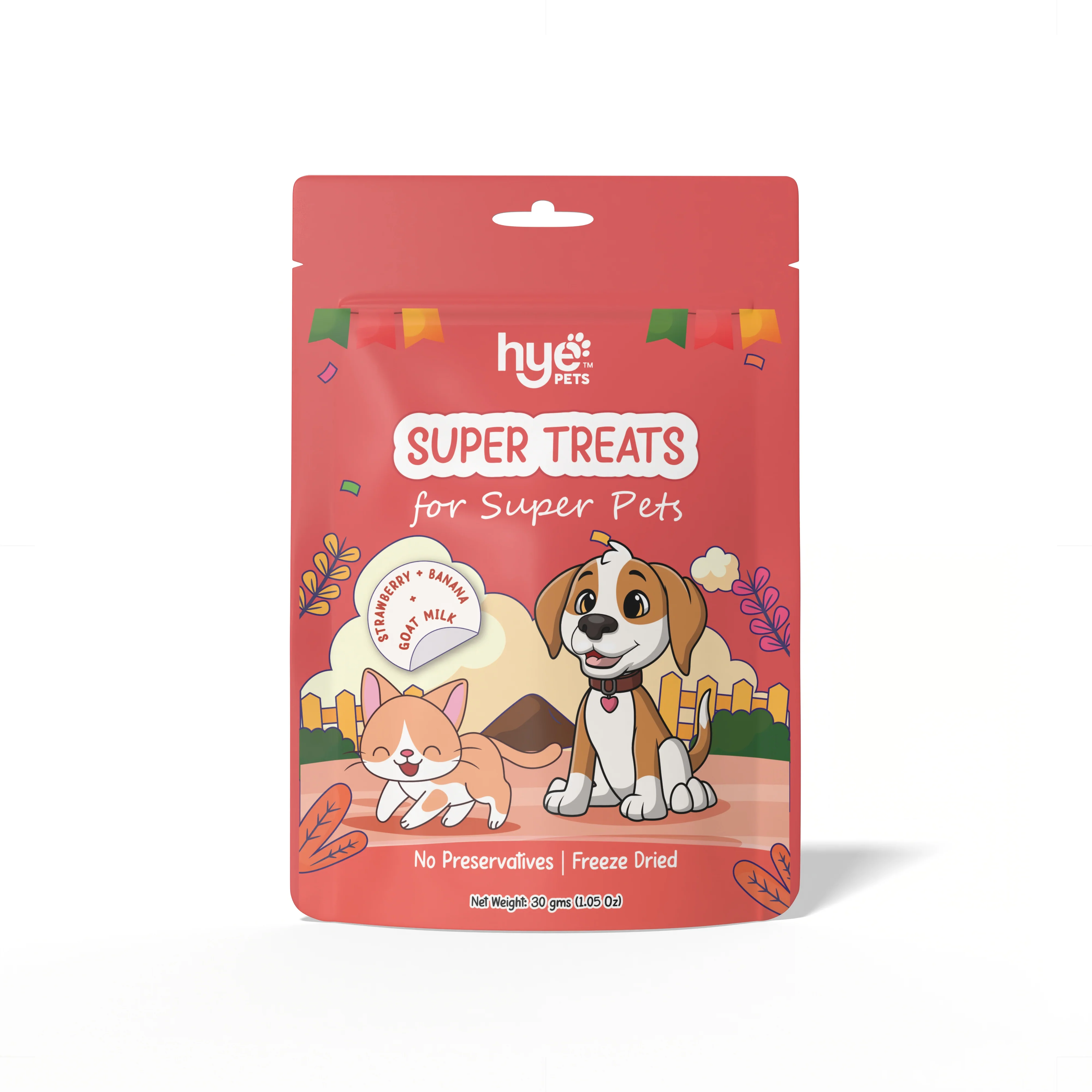HYE Pets Freeze Dried Treats with Goat Milk, Strawberry, and Banana for Dogs and Cats