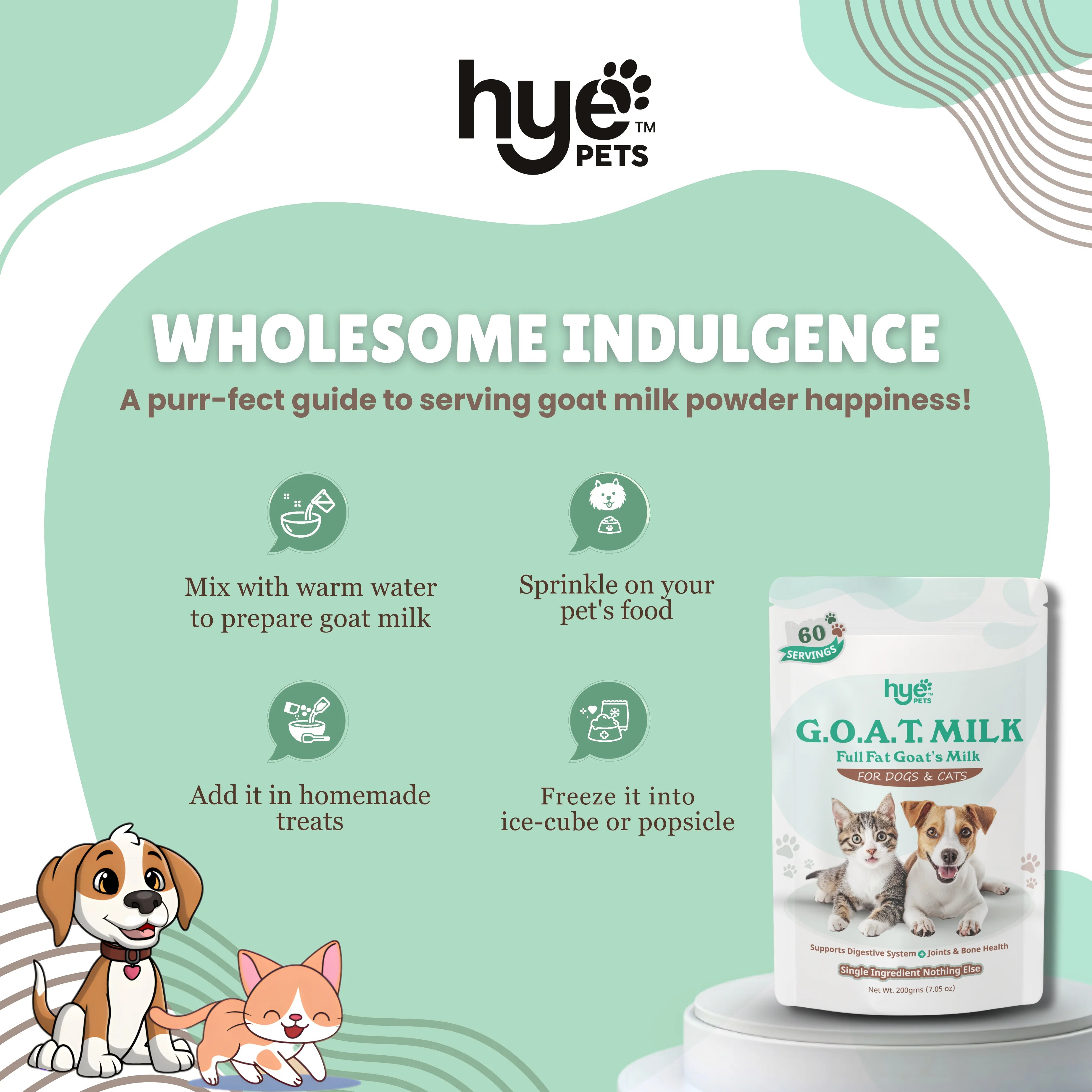 HYE Pets Nutrient-Rich Full Fat Goat Milk Powder for Dogs and Cats - Image 4
