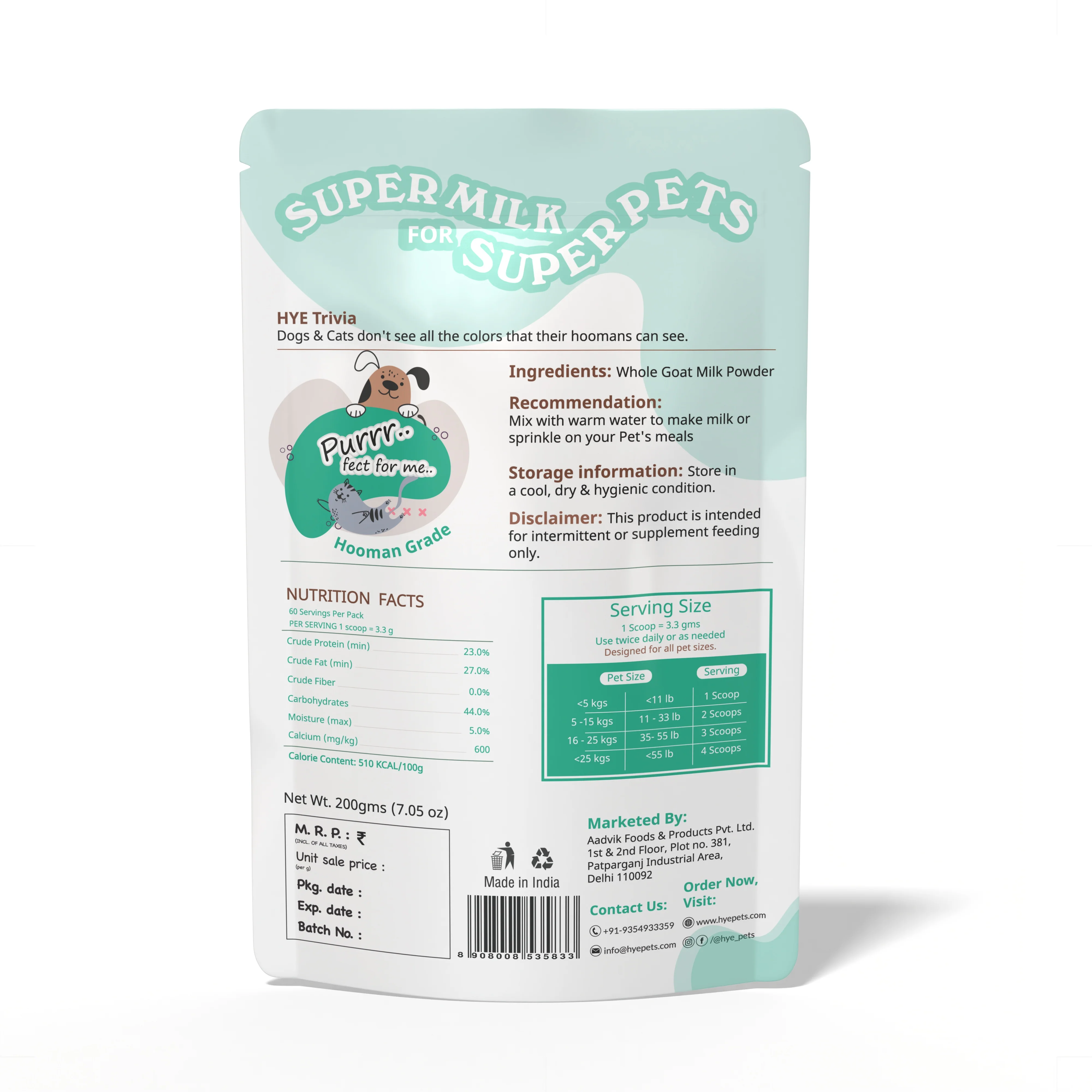 HYE Pets Nutrient-Rich Full Fat Goat Milk Powder for Dogs and Cats - Image 6