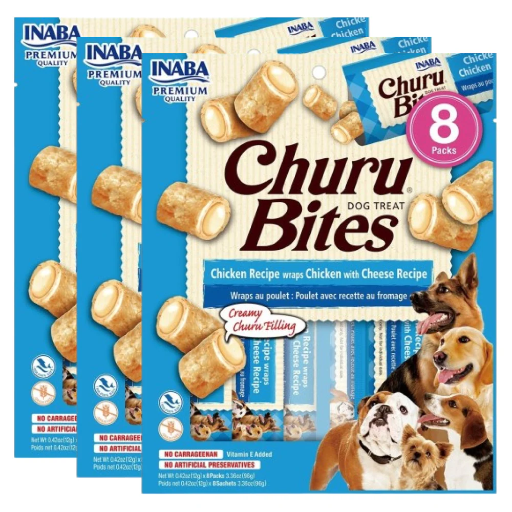 INABA Churu Bites Chicken Recipe Wraps Chicken with Cheese Flavour Dog Treats - Image 3