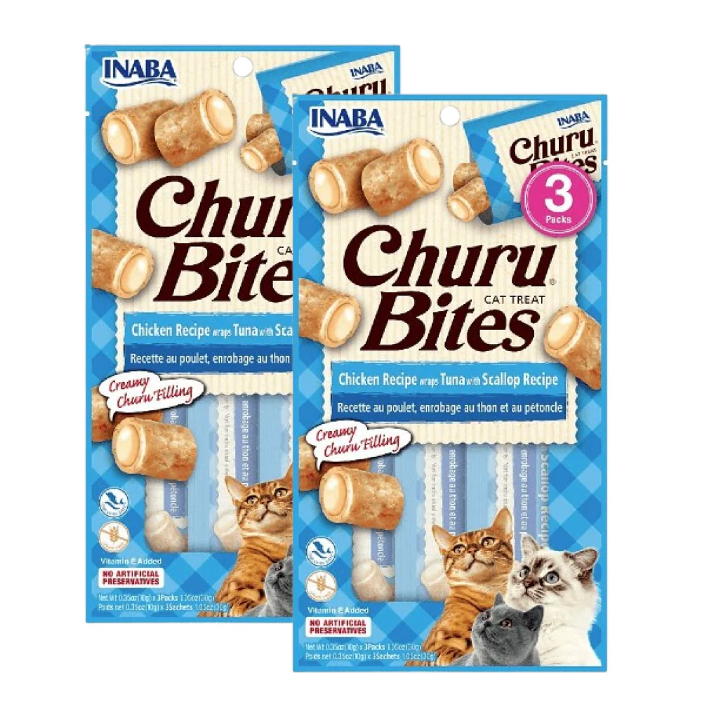 INABA Churu Bites Chicken Recipe Wraps Tuna with Scallop Recipe Cat Treats - Image 4
