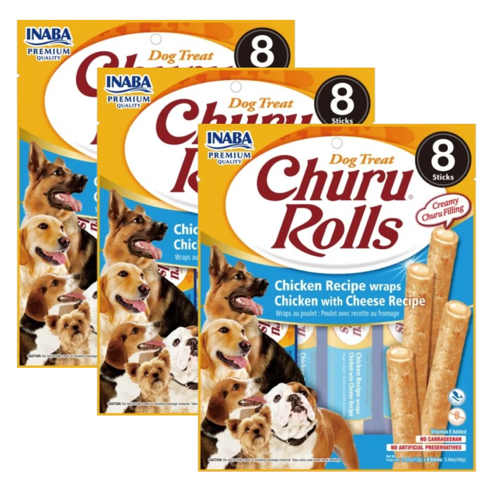 INABA Churu Roll Chicken Recipe Wraps Chicken with Cheese Recipe Dog Treats - Image 3