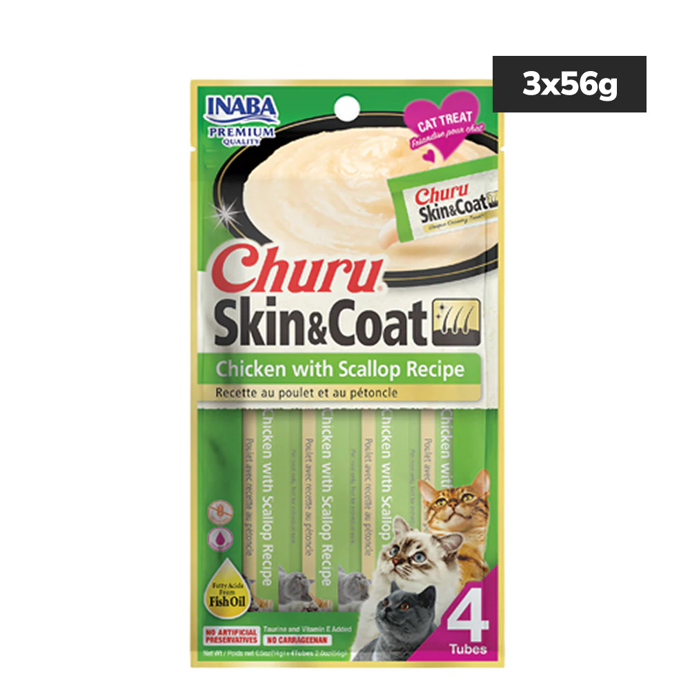INABA Churu Skin & Coat Chicken with Scallop Cat Treats - Image 2