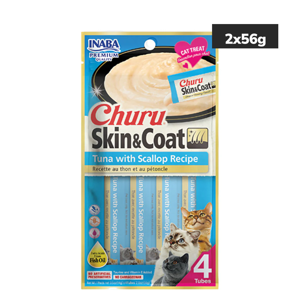 INABA Churu Skin & Coat Tuna with Scallop Cat Treats - Image 3