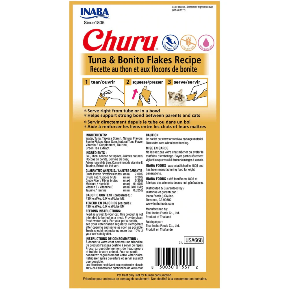 INABA Churu Tuna & Bonito Flakes Recipe Cat Treats - Image 2