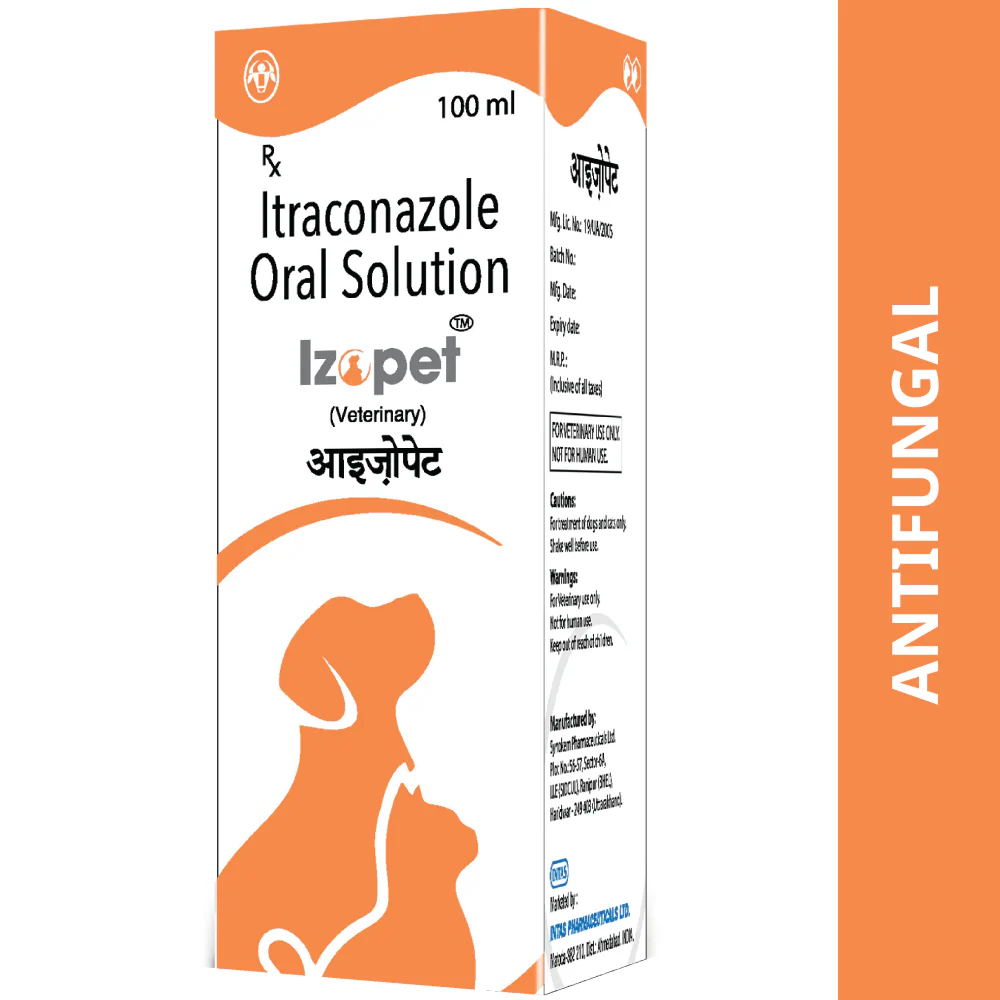 Intas Izopet Itraconazole Syrup for Dogs and Cats (100ml)