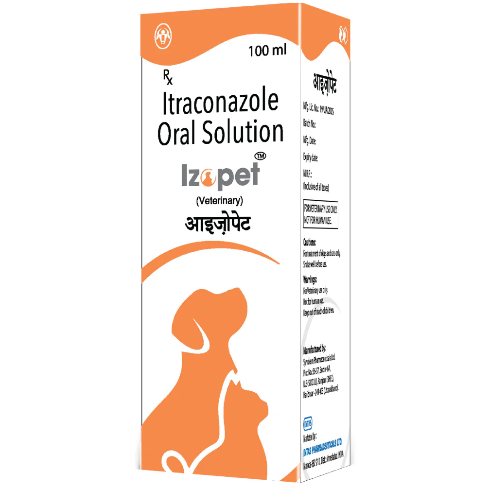 Intas Izopet Itraconazole Syrup for Dogs and Cats (100ml) - Image 2