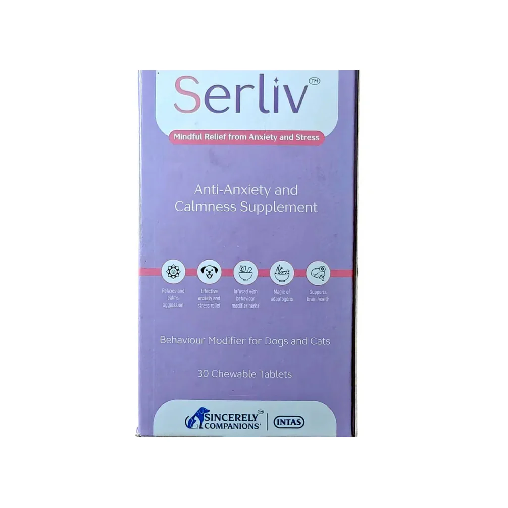 Intas Serliv Tablets Anti Anxiety and Calming Supplement for Dogs & Cats - Image 2