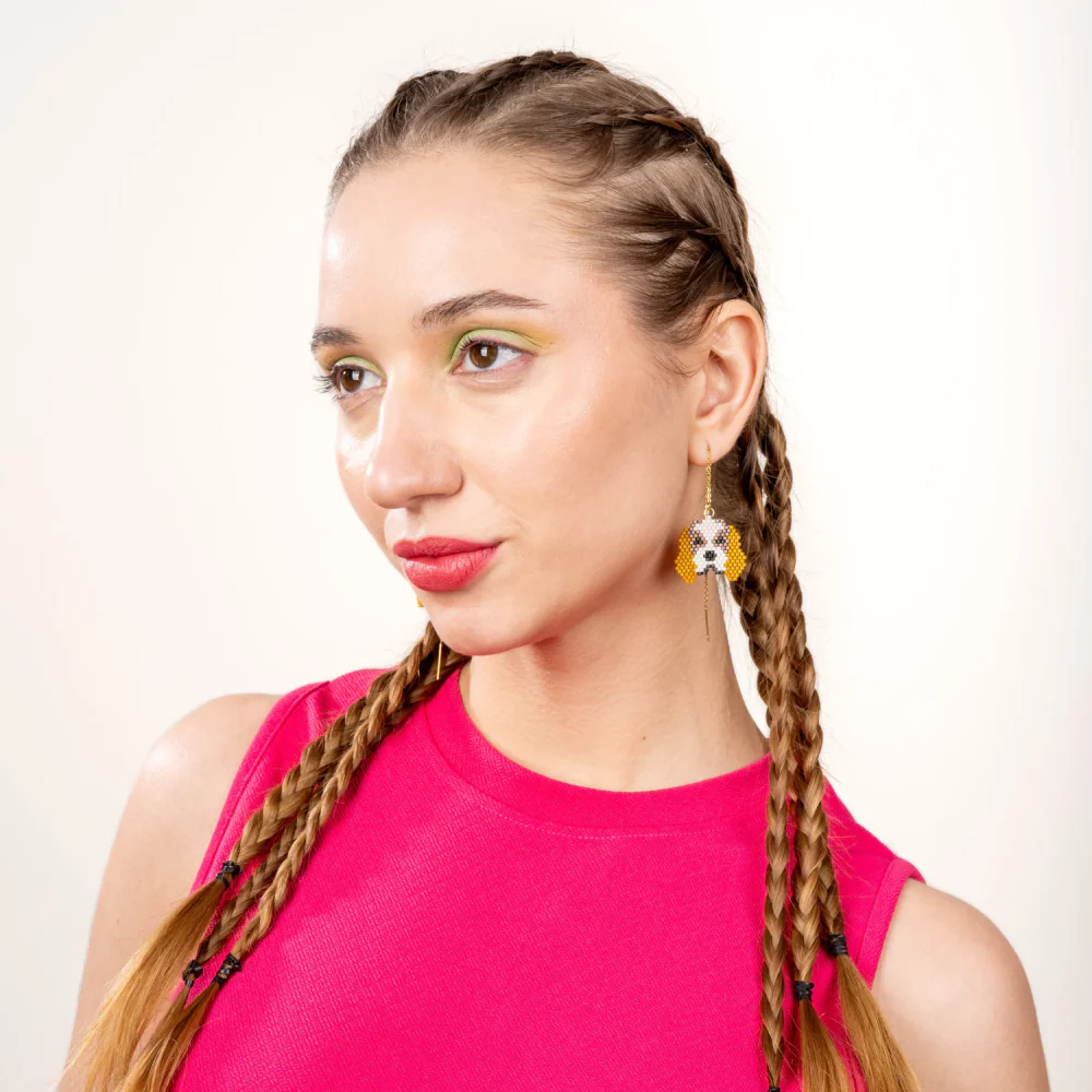 Jenni & Janki Handcrafted Miyuki Beaded Beagle Dog Earrings - Image 2