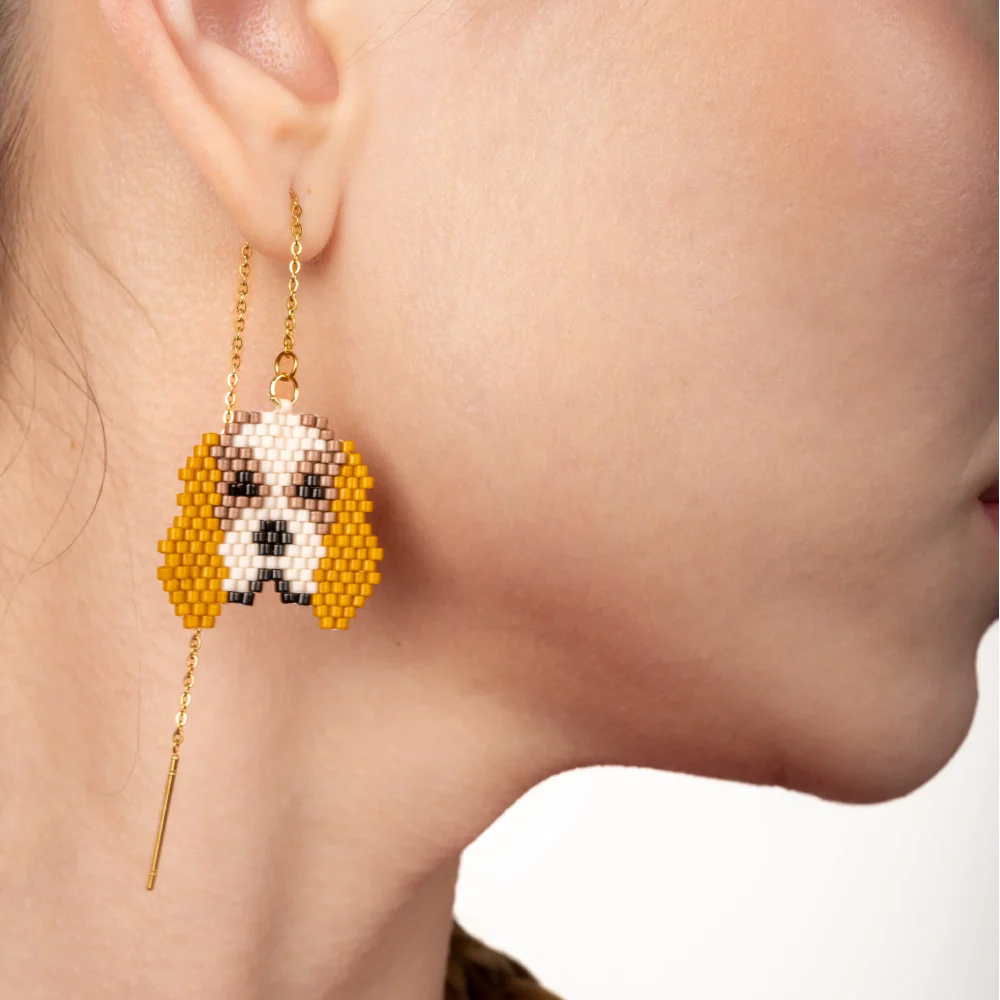 Jenni & Janki Handcrafted Miyuki Beaded Beagle Dog Earrings - Image 3
