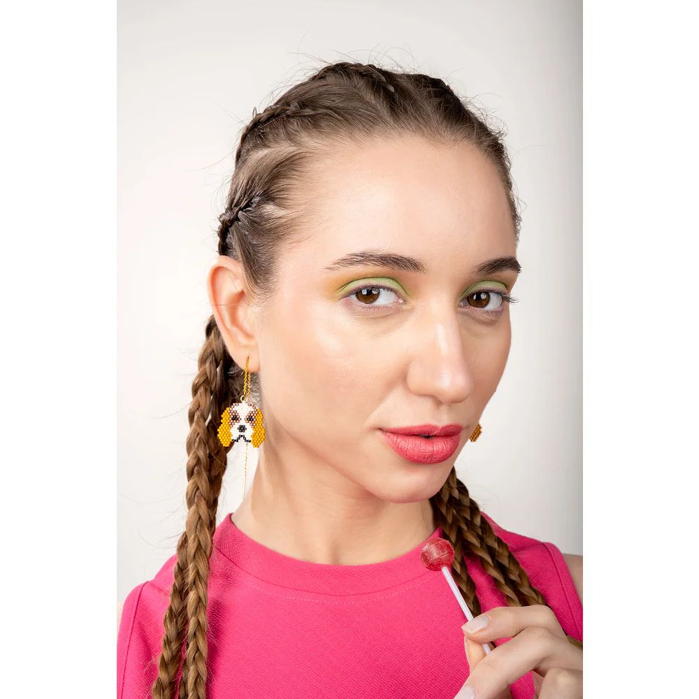 Jenni & Janki Handcrafted Miyuki Beaded Beagle Dog Earrings - Image 4