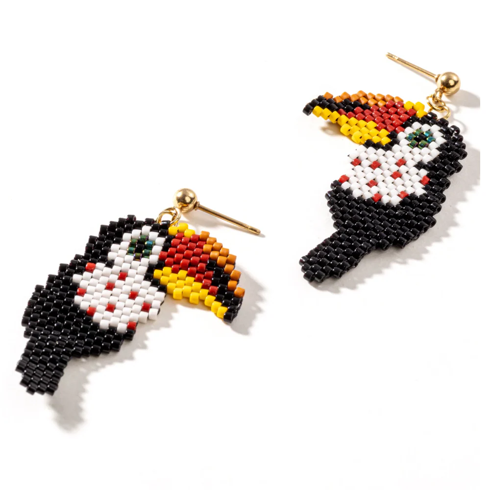 Jenni & Janki Handcrafted Miyuki Beaded Toucan Bird Earrings