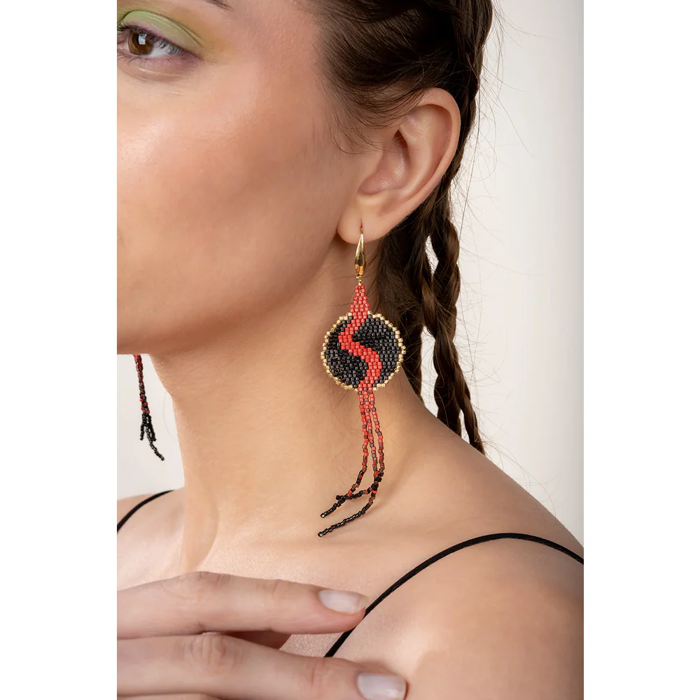 Jenni & Janki Handcrafted Miyuki Beaded Snake Earrings - Image 2