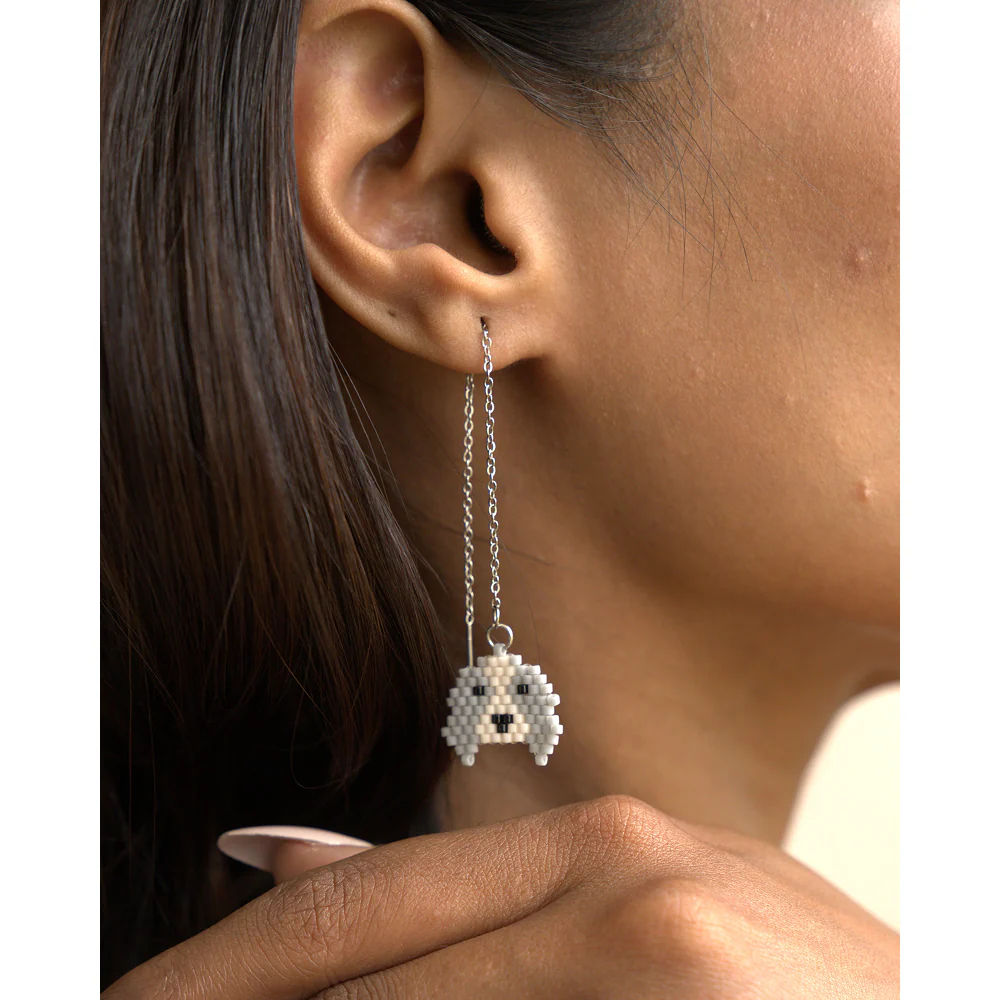 Jenni & Janki Handcrafted Miyuki Dog Earrings - Image 2
