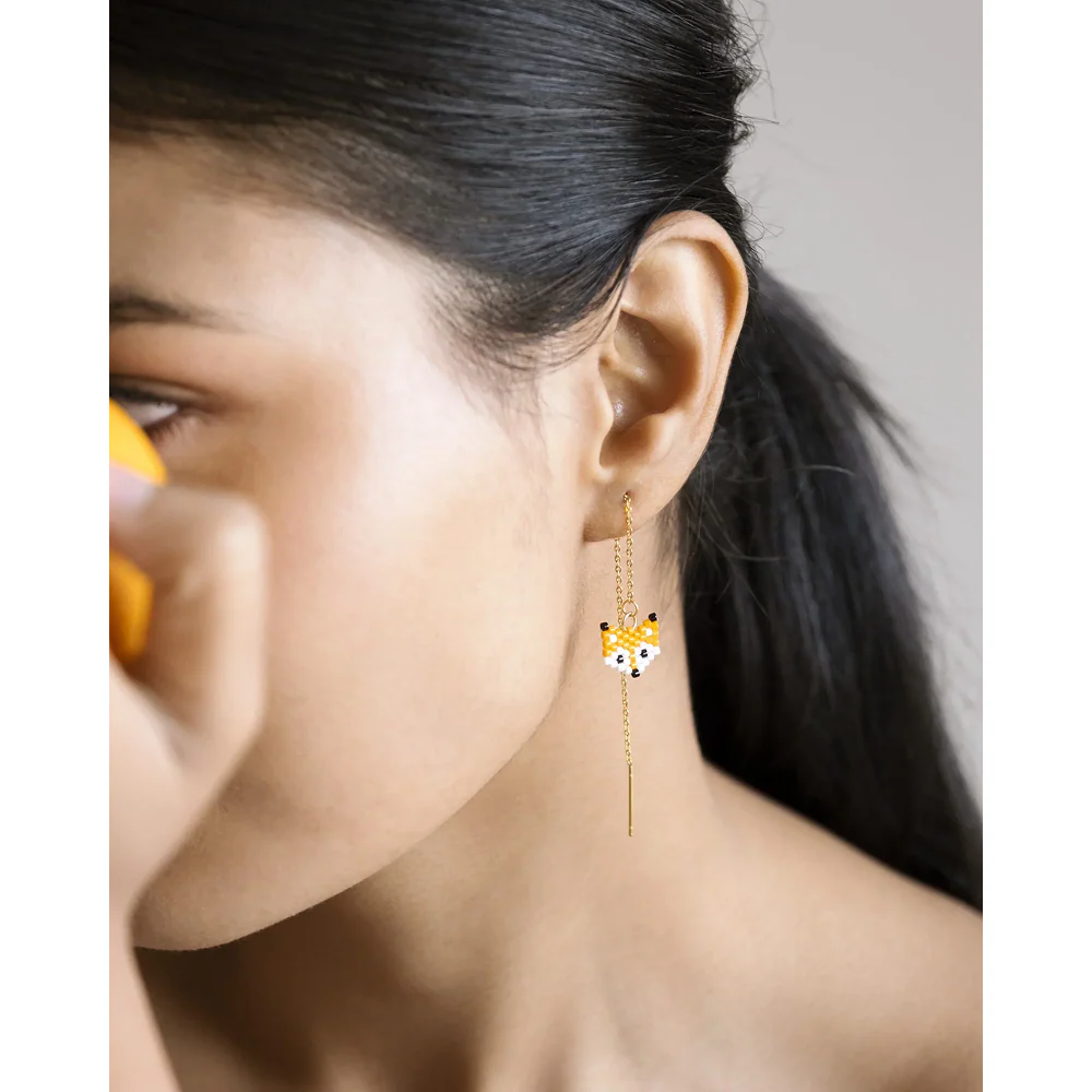 Jenni & Janki Handcrafted Miyuki Fox Earrings - Image 2