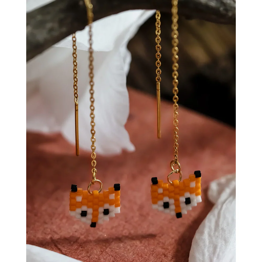 Jenni & Janki Handcrafted Miyuki Fox Earrings - Image 3
