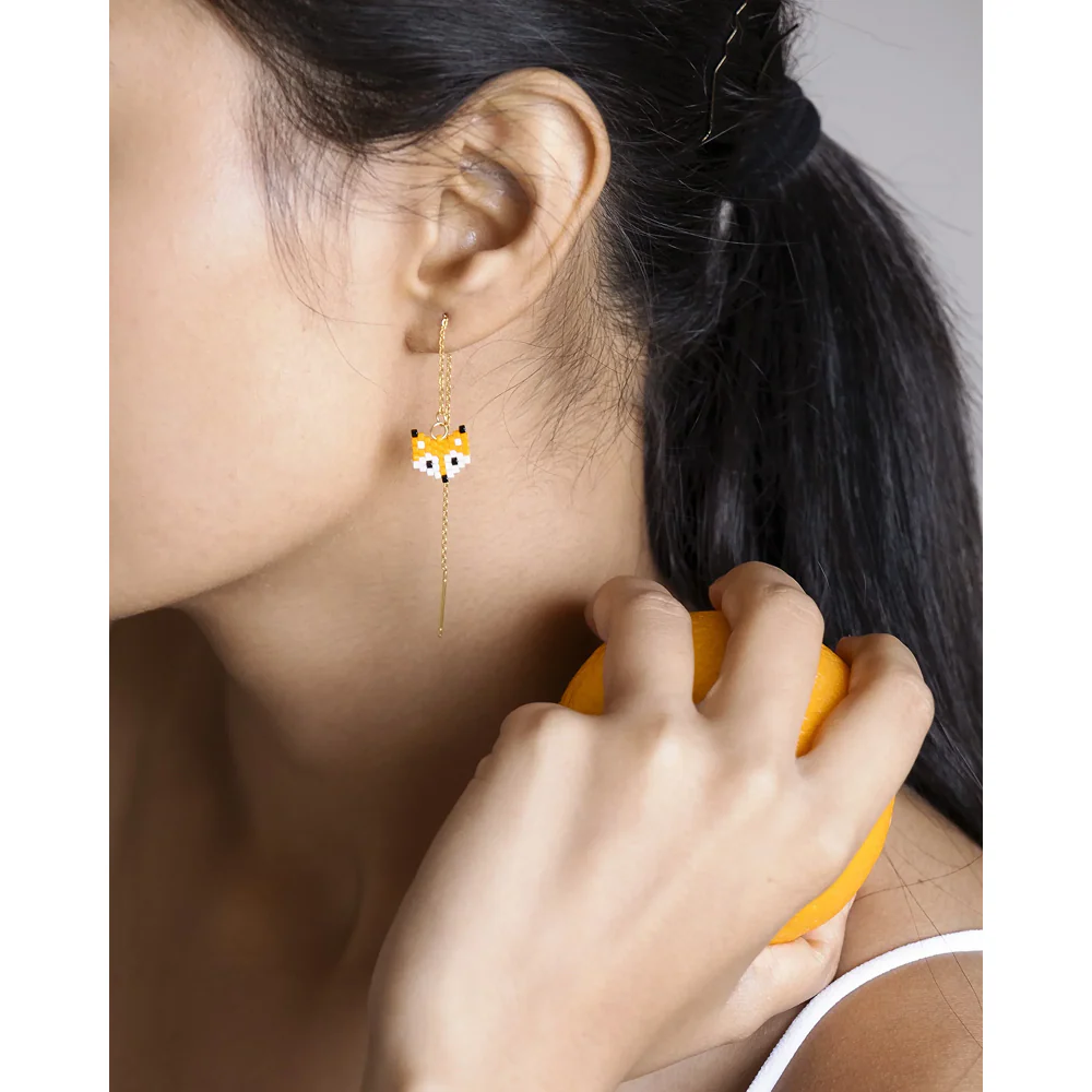 Jenni & Janki Handcrafted Miyuki Fox Earrings - Image 4