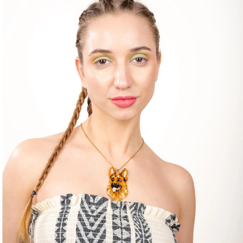 Jenni & Janki Handcrafted Miyuki German Shepherd Necklace - Image 2