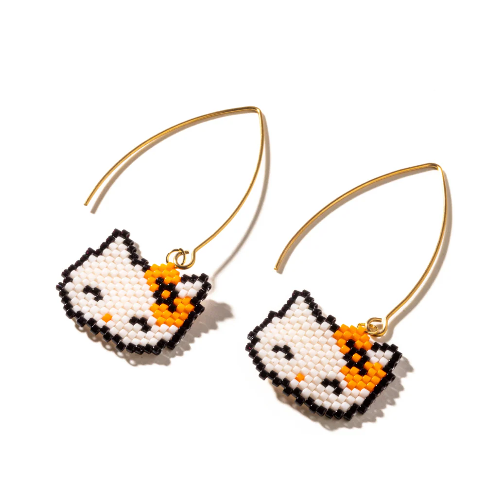 Jenni & Janki Handcrafted Miyuki Kitty Earrings