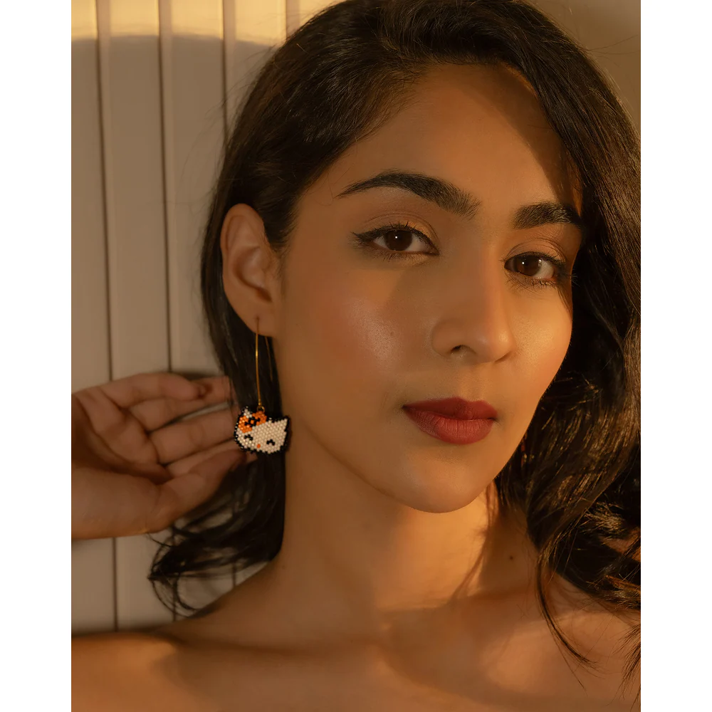 Jenni & Janki Handcrafted Miyuki Kitty Earrings - Image 4