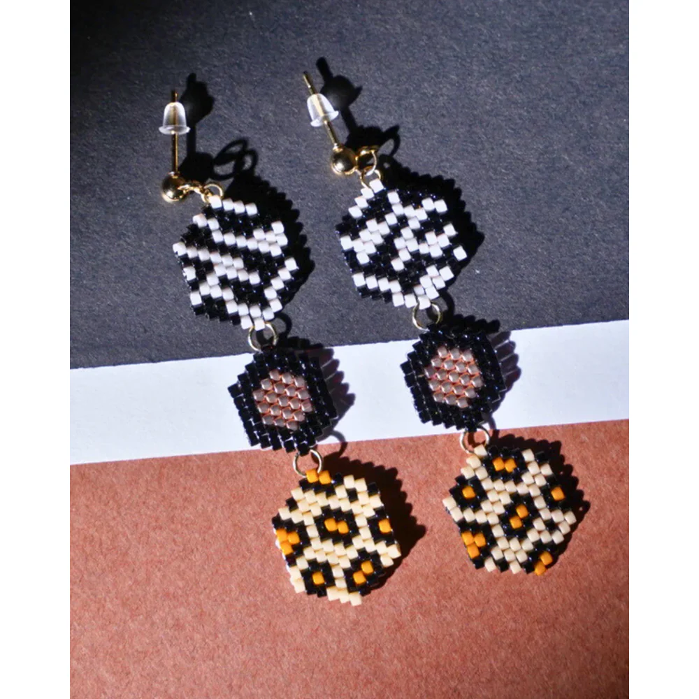 Jenni & Janki Handcrafted Miyuki Leopard Earrings - Image 2