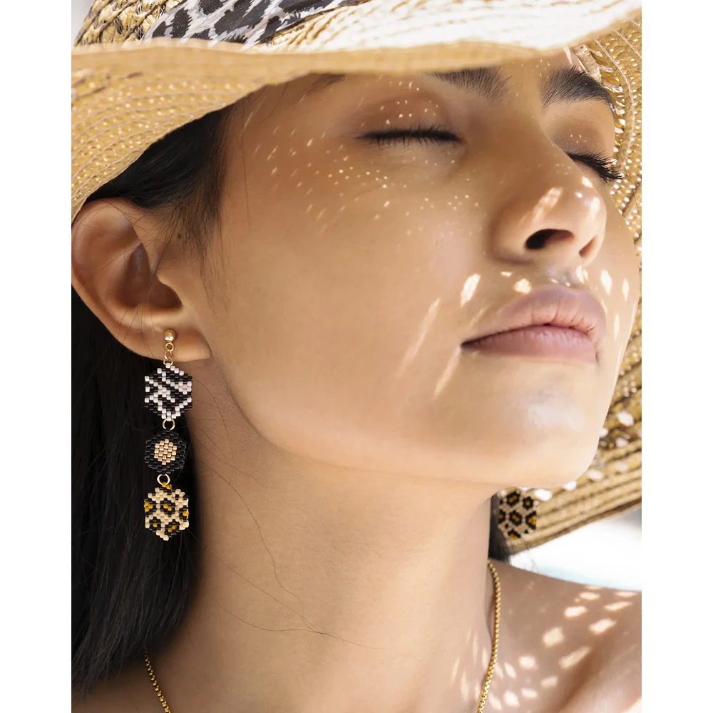 Jenni & Janki Handcrafted Miyuki Leopard Earrings - Image 4
