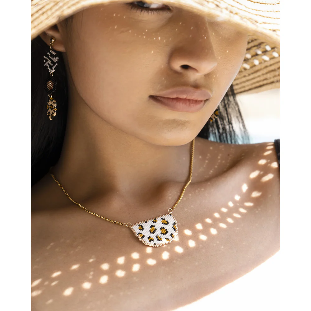 Jenni & Janki Handcrafted Miyuki Leopard Earrings with Necklace - Image 2