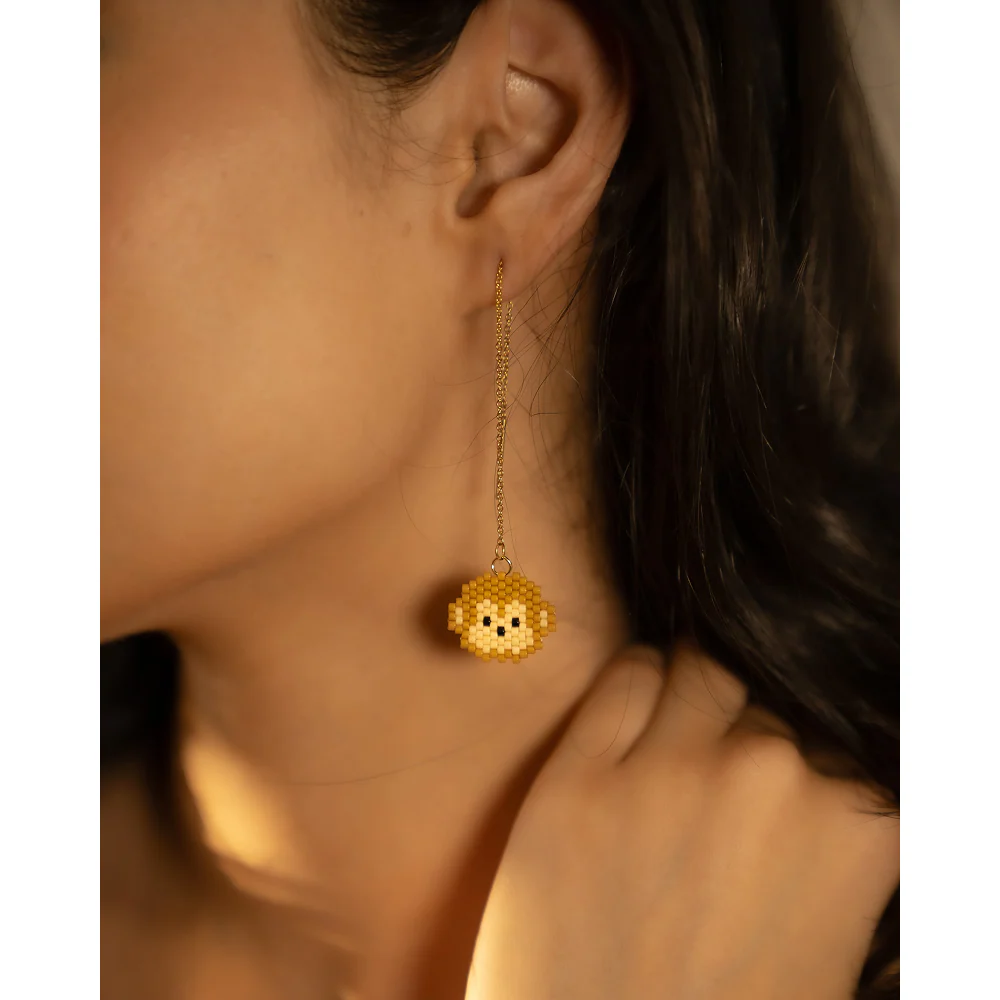 Jenni & Janki Handcrafted Miyuki Monkey Earrings - Image 2
